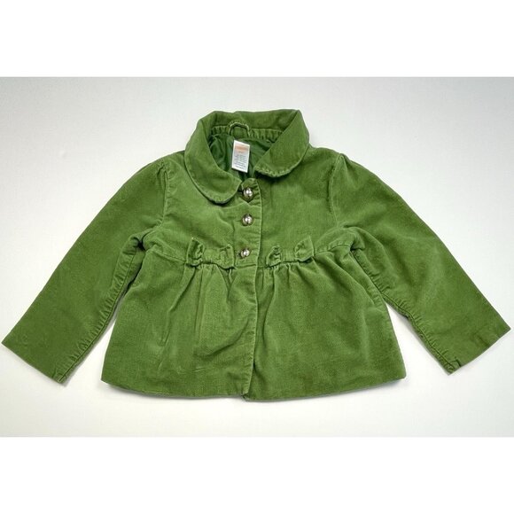 GYMBOREE Girls 4T-5T Fall 2011 Pups & Kisses Green Velvet Corduroy JACKET Coat - Picture 1 of 7